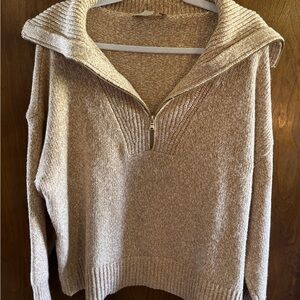 LOFT Tan Quarter Zip Sweater